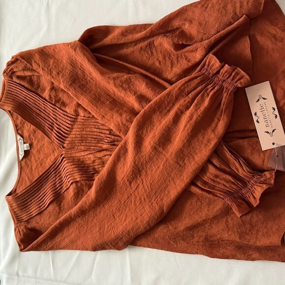 NANETTE Nanette Lepore Gingerbread Long Sleeve Blouse Size Small Casual Top Poly - Picture 5 of 12